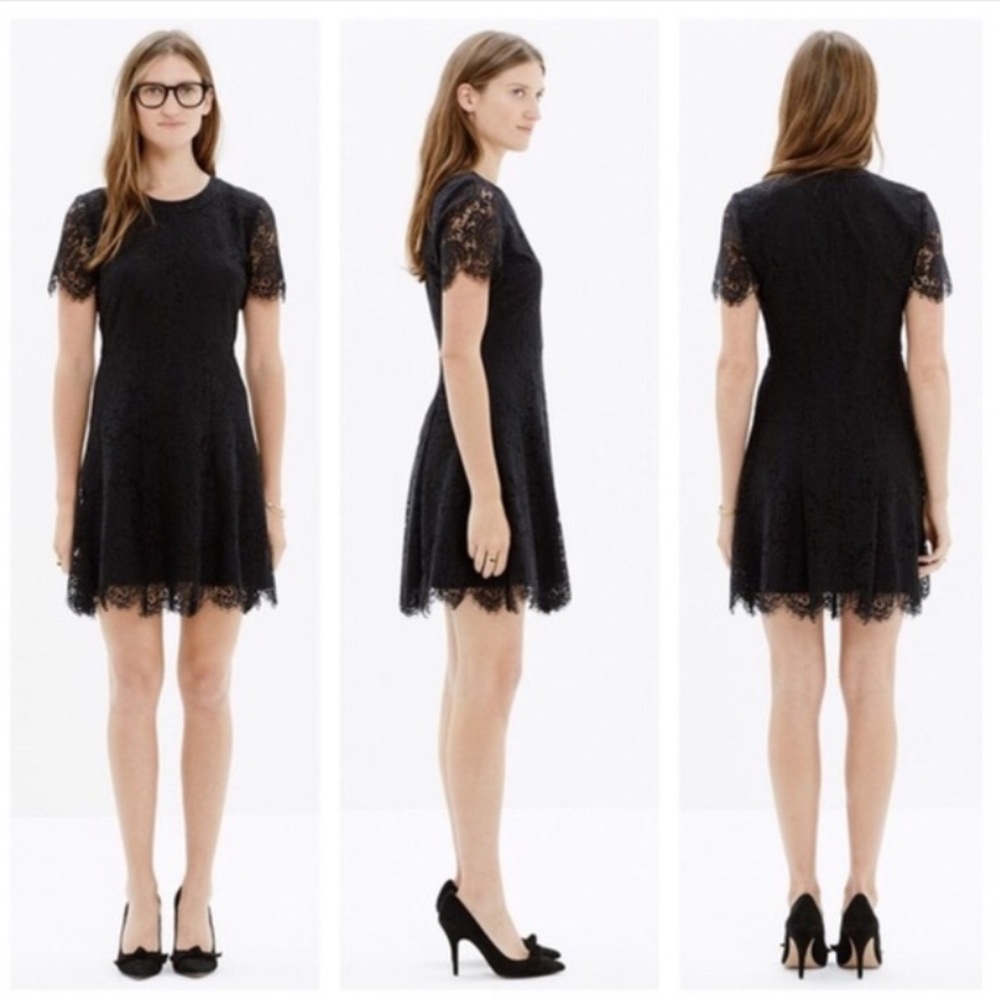 Madewell black lace shift dress
